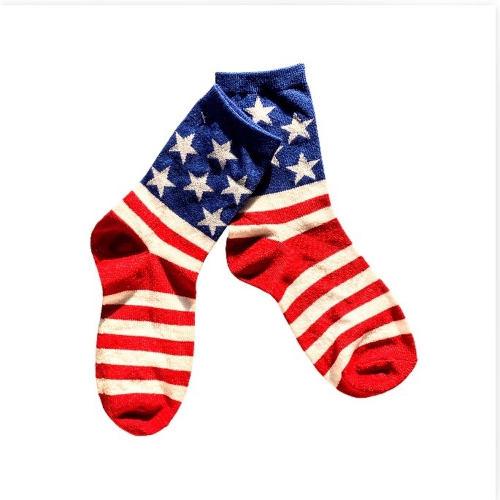 Adult Red, White and Blue Stars & Stripes Patriotic Socks - Picture 3 of 4
